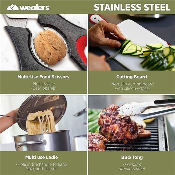 12 Piece Camp Kitchen Cooking Utensil Set Travel Organizer Grill Accessories - Picture 4 of 6